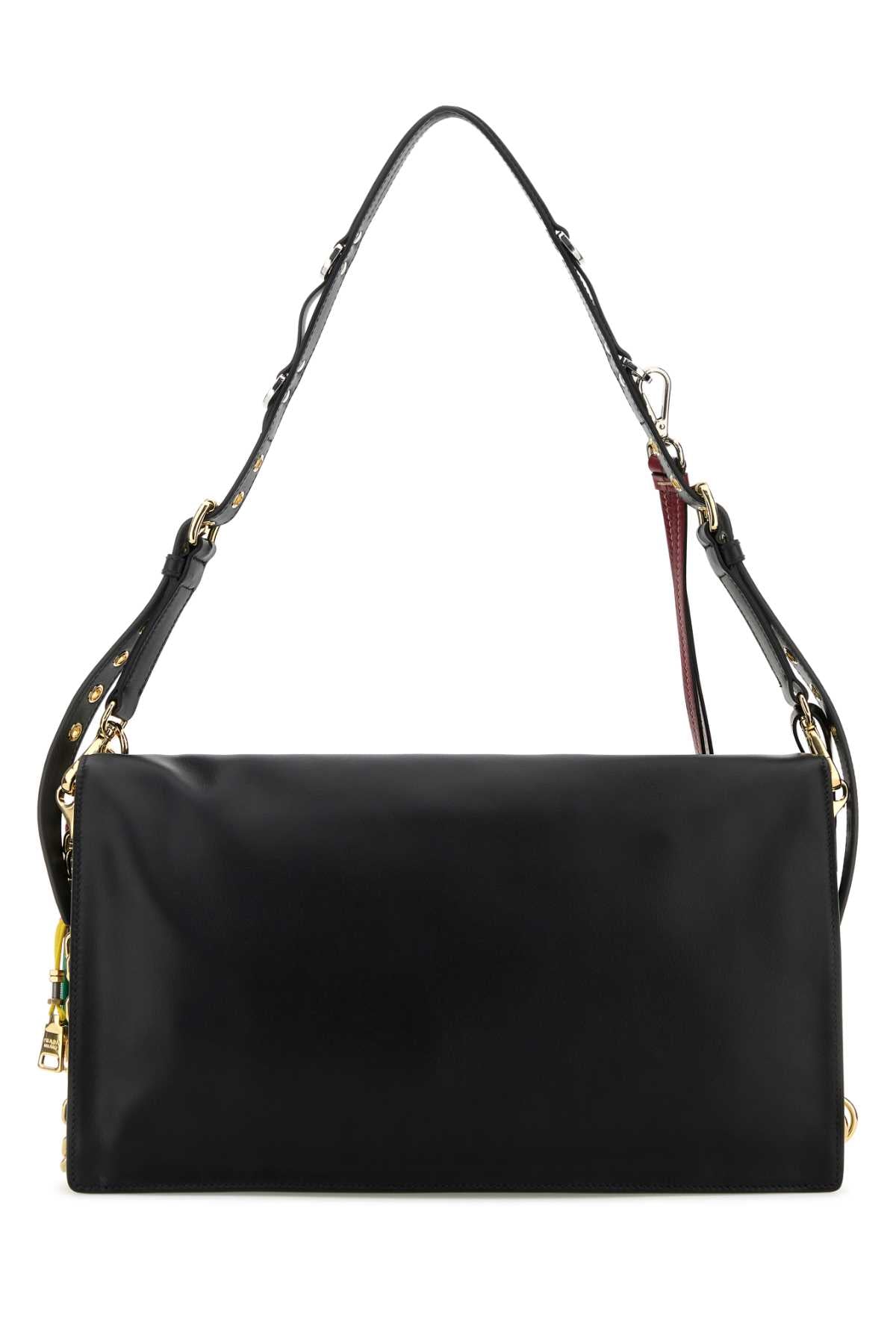 Prada Women Black Leather Large Prada Soft Sound Shoulder Bag