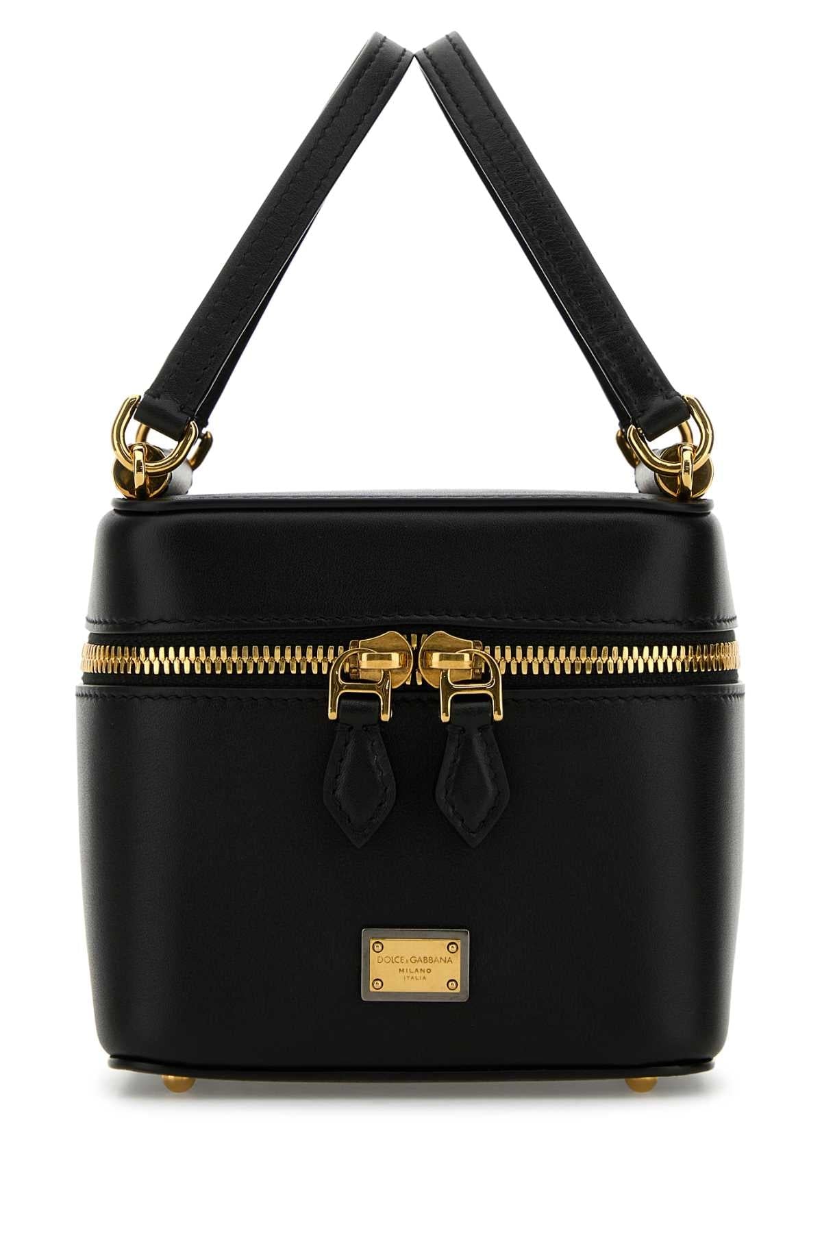 Dolce & Gabbana Women Black Leather Sicily Cube Handbag