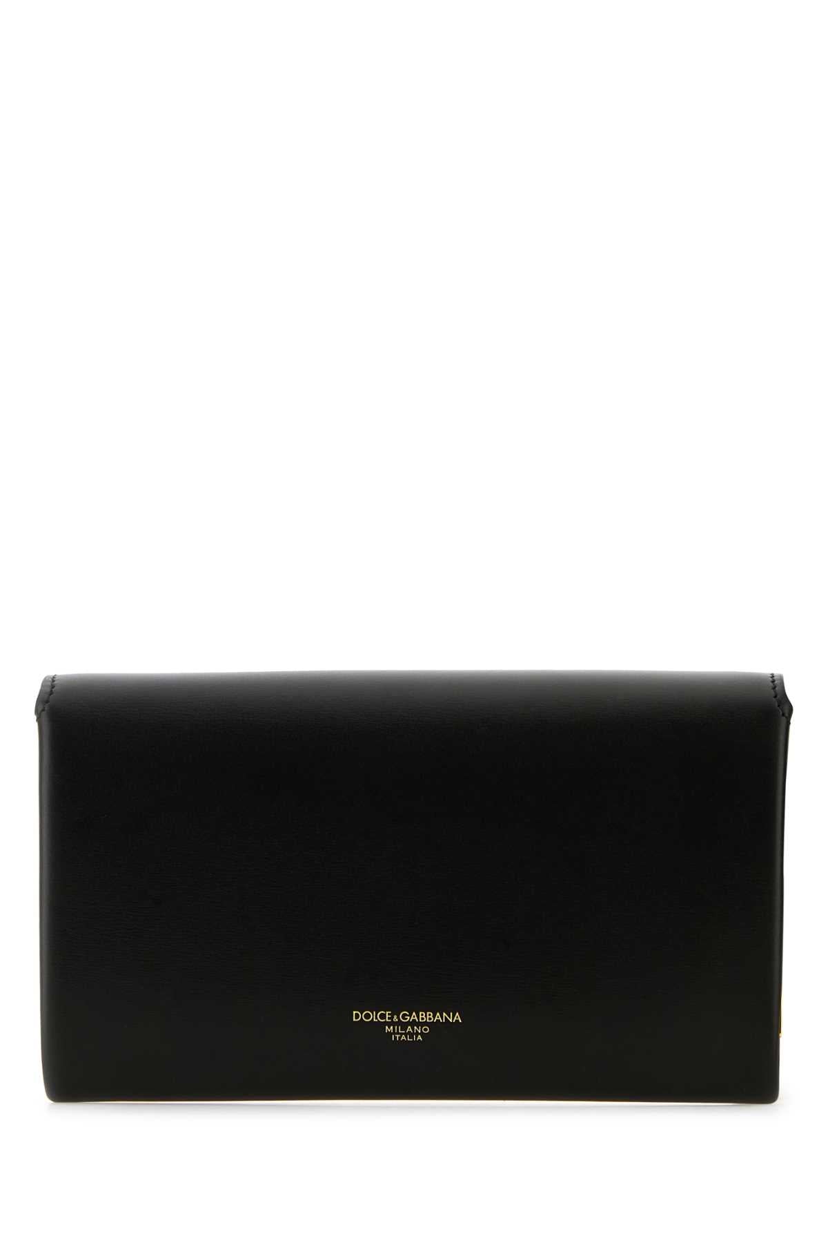 Dolce & Gabbana Women Black Leather Marlene Clutch