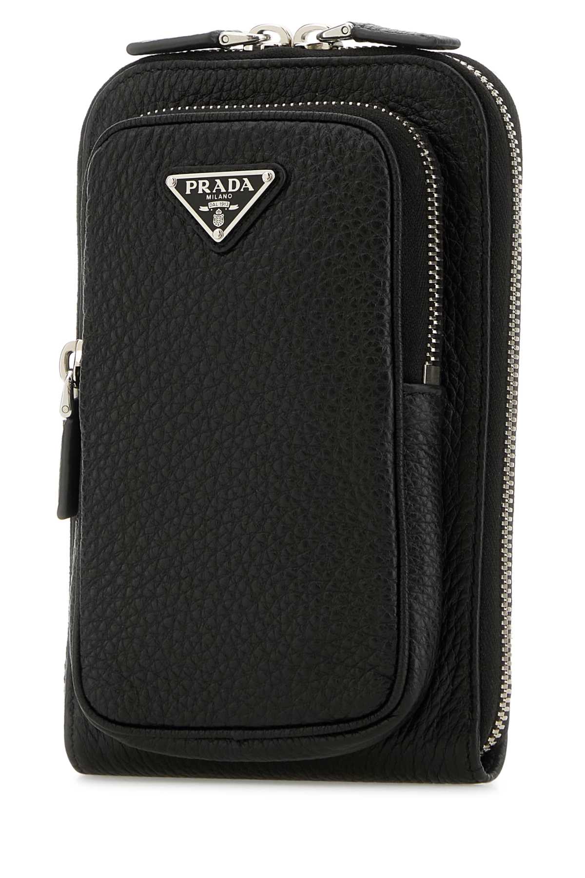 Prada Men Black Leather Phone Case