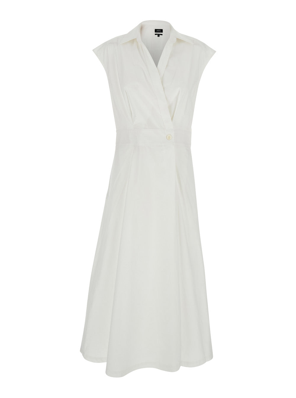 A.P.C. Women 'Athena' White Sleeveless V-Neck Dress In Cotton Woman
