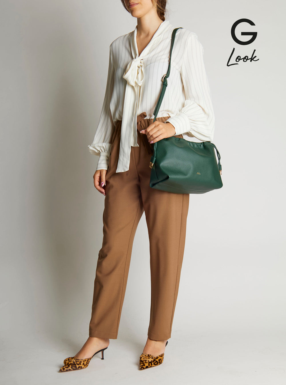 A.P.C. Women 'Ninon' Green Crossbody Bag With Drawstring Closure And Embossed Logo Lettering On The Front In Ecoleather Woman