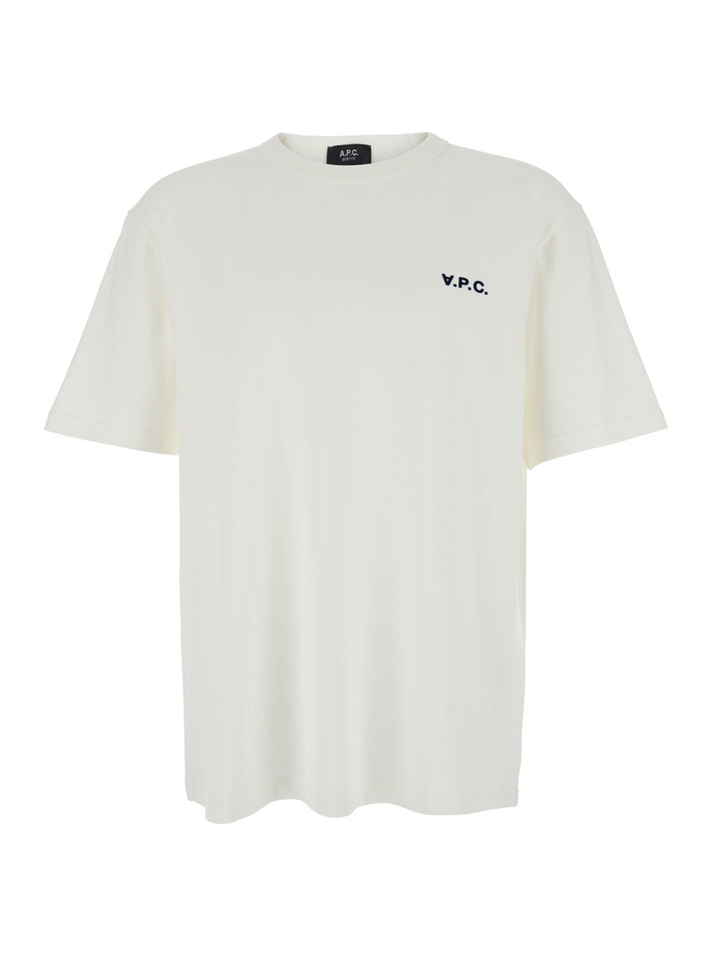 A.P.C. Men White Crewneck T-Shirt With Logo Embroidered On The Front In Cotton Man