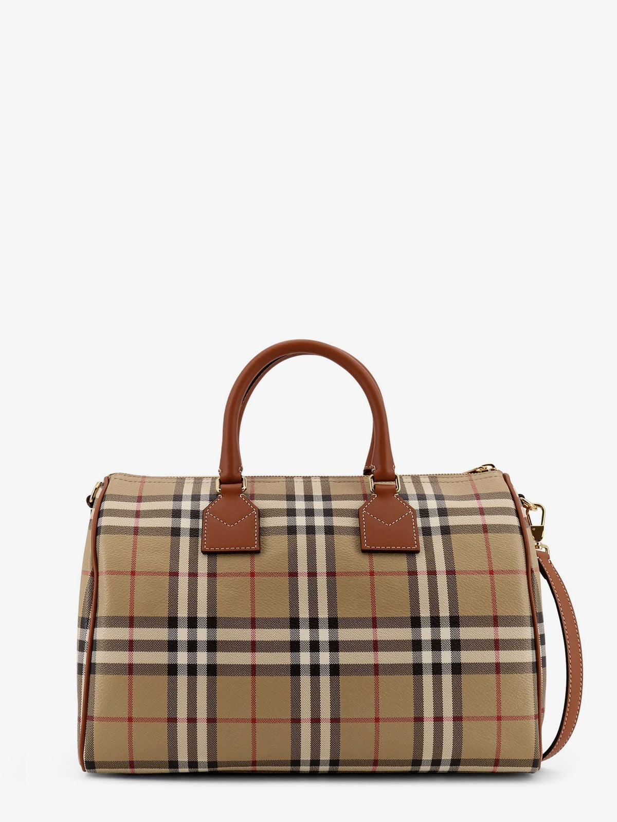 Burberry Women Coated Canvas Handbag With Check Pattern